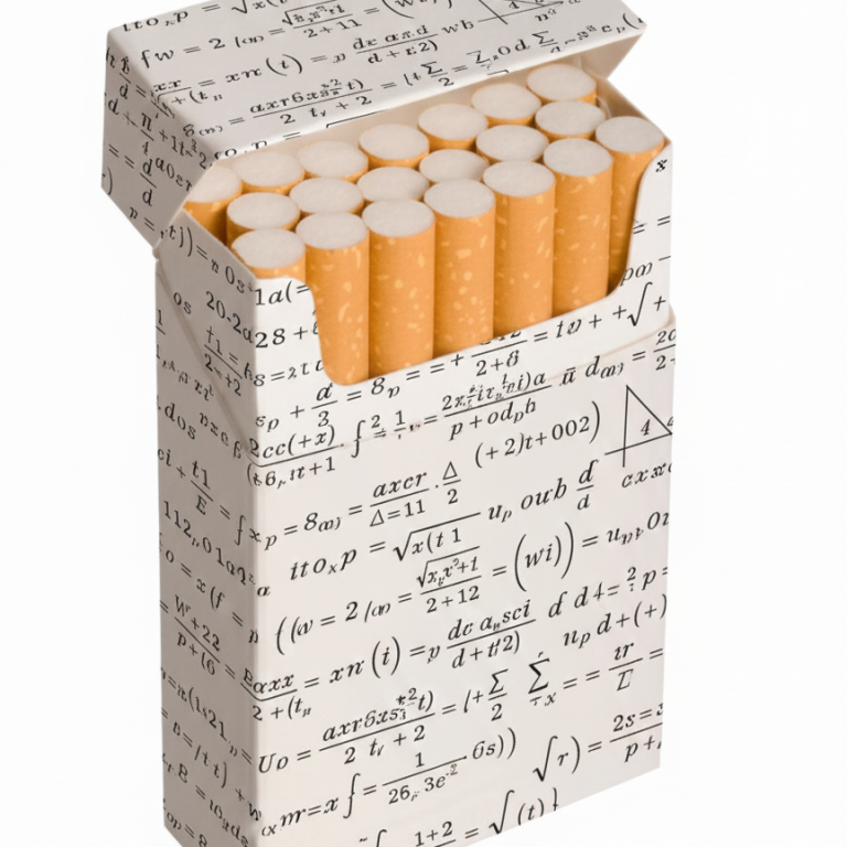 Cigarette packet covered with equations