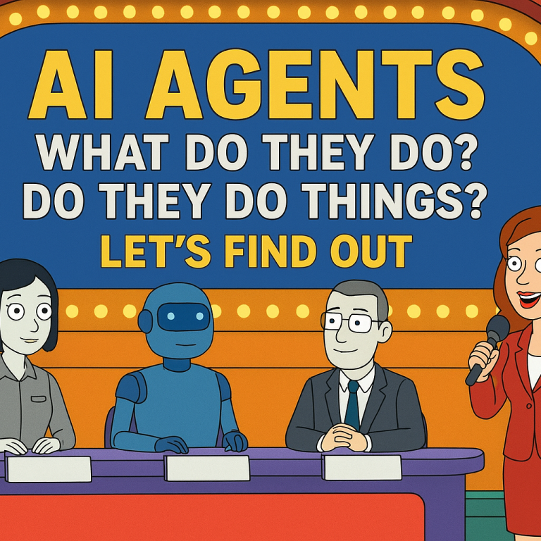 Cartoon of a panel on agentic AI